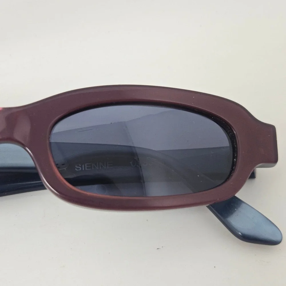 Anne et Valentin Sienne 0130 Sunglasses Burgundy Blue Made in France Oval